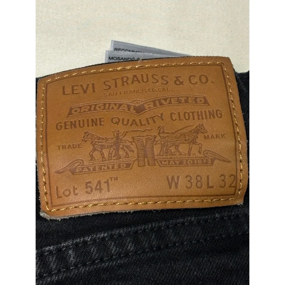Levis 541‎ Premium Big E Athletic Taper Mens Black Denim Jeans 38x29